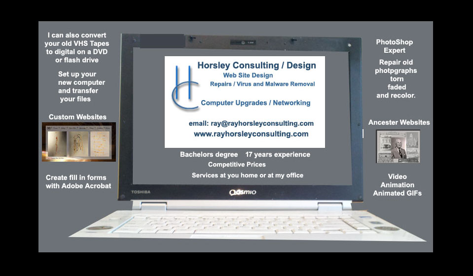 Graphic depicting services on laptop screen